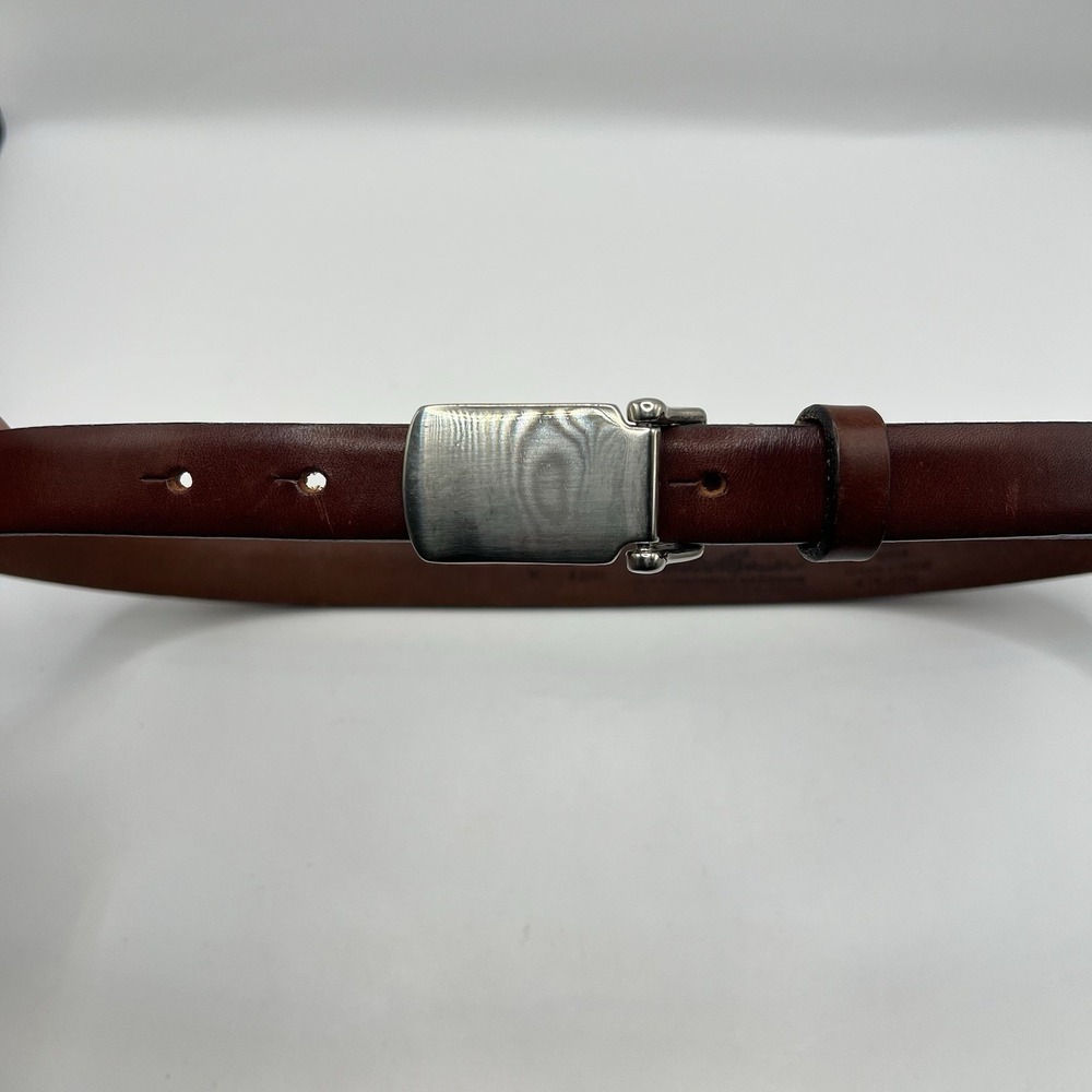 VTG Eddie Bauer Italian Leather‎ Dress Belt  Medium Brown Made In USA Classic